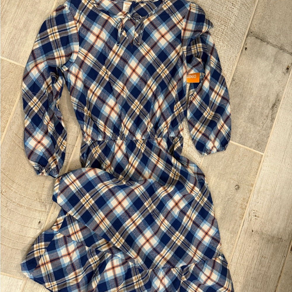 Gymboree Blue Midi Dress with Bishop Sleeves and Peter Pan Collar